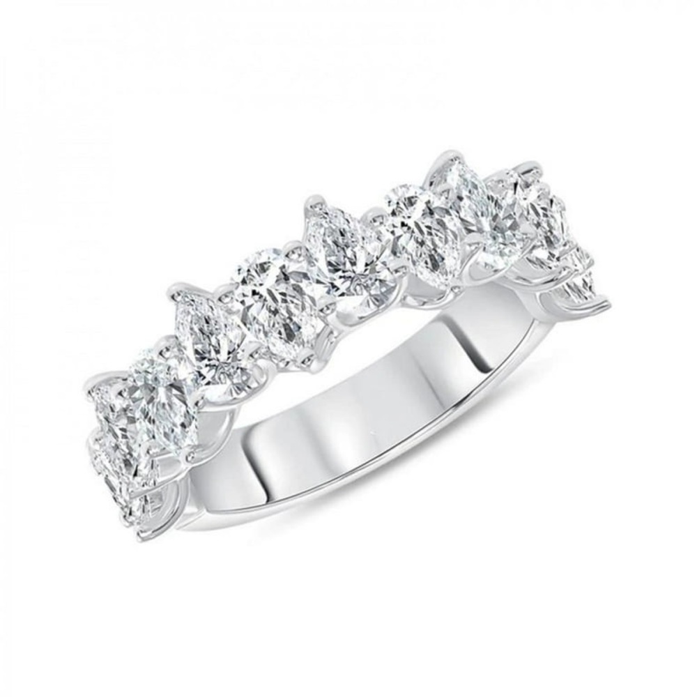 14K Gold Plated Cubic Zirconia Silver-Tone Bridal Cocktail Engagement Ring Band